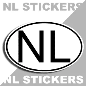 NL Sticker ovaal wit met kader